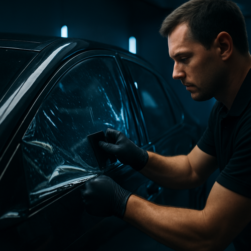 Aplicação profissional da película Protection Shield em um veículo